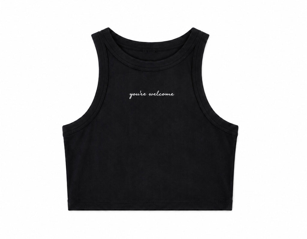 You're Welcome Ribbed Crop Tank