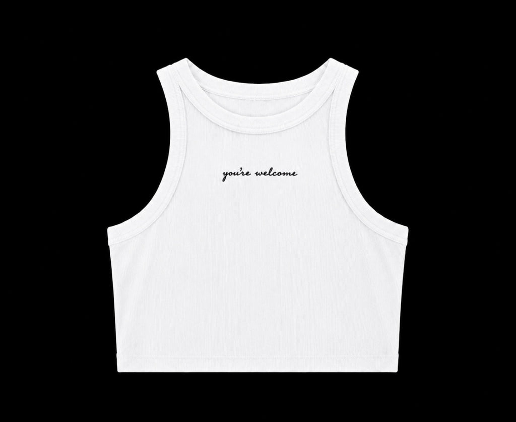 You're Welcome Ribbed Crop Tank